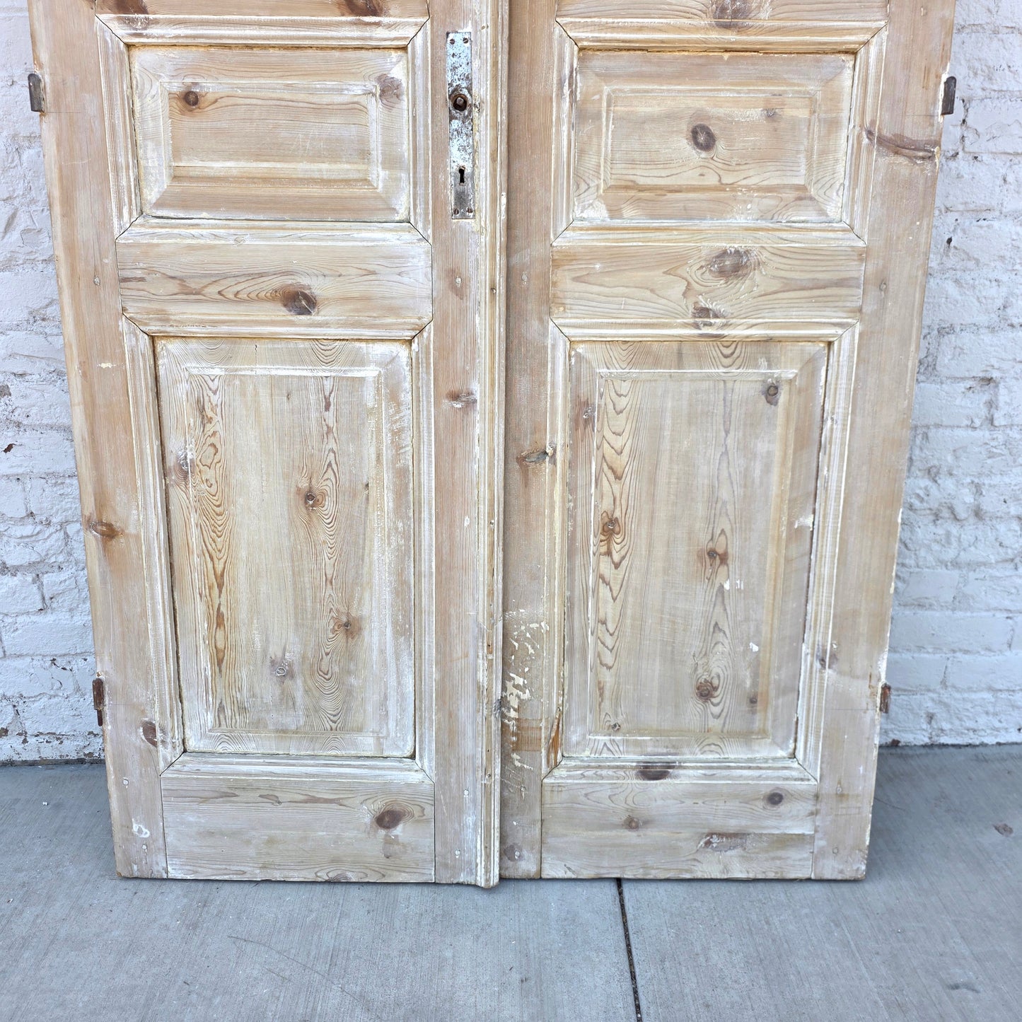 Pair of Washed Antique Wood Doors w/ 10 Lites