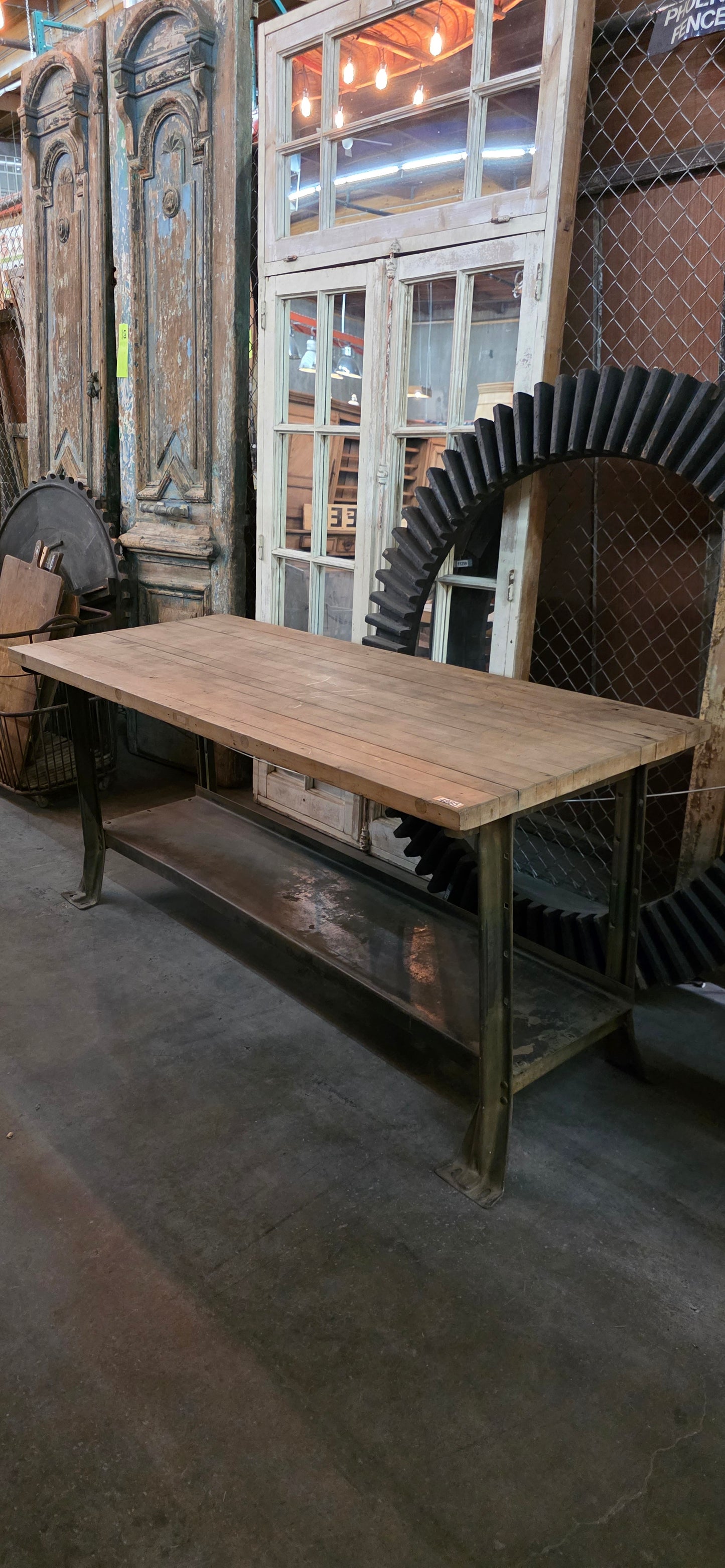 Reclaimed Wood Top Work Table
