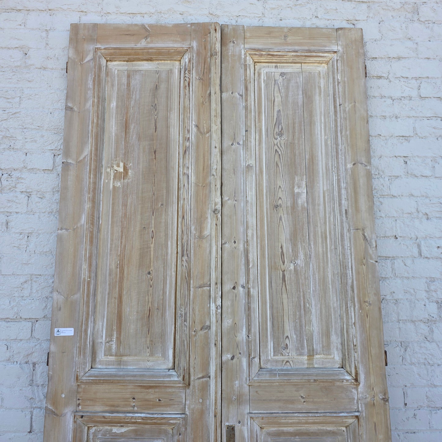 Pair of Washed Antique Wood Doors w/4 Panels