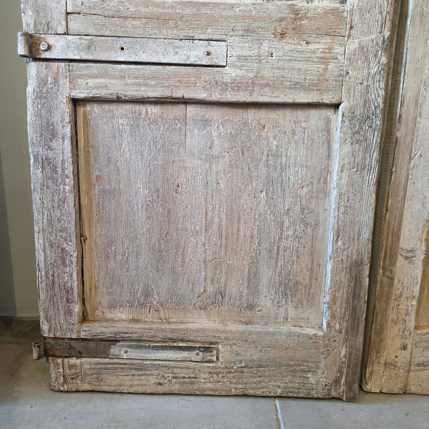 Pair of Antique Diamond Panel Carved Doors w/3 Panels
