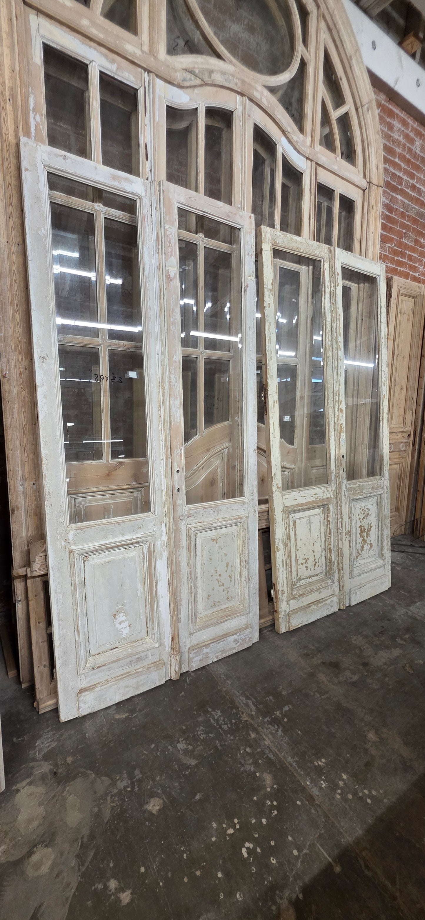 Pair of Washed Wood Single Lite Antique Doors