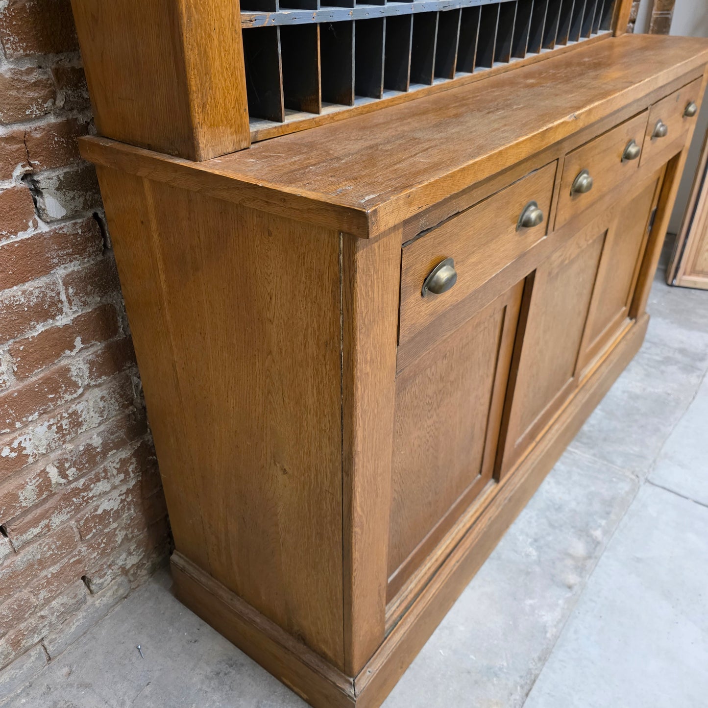 Antique Oak Hotel Telegram Storage Cabinet