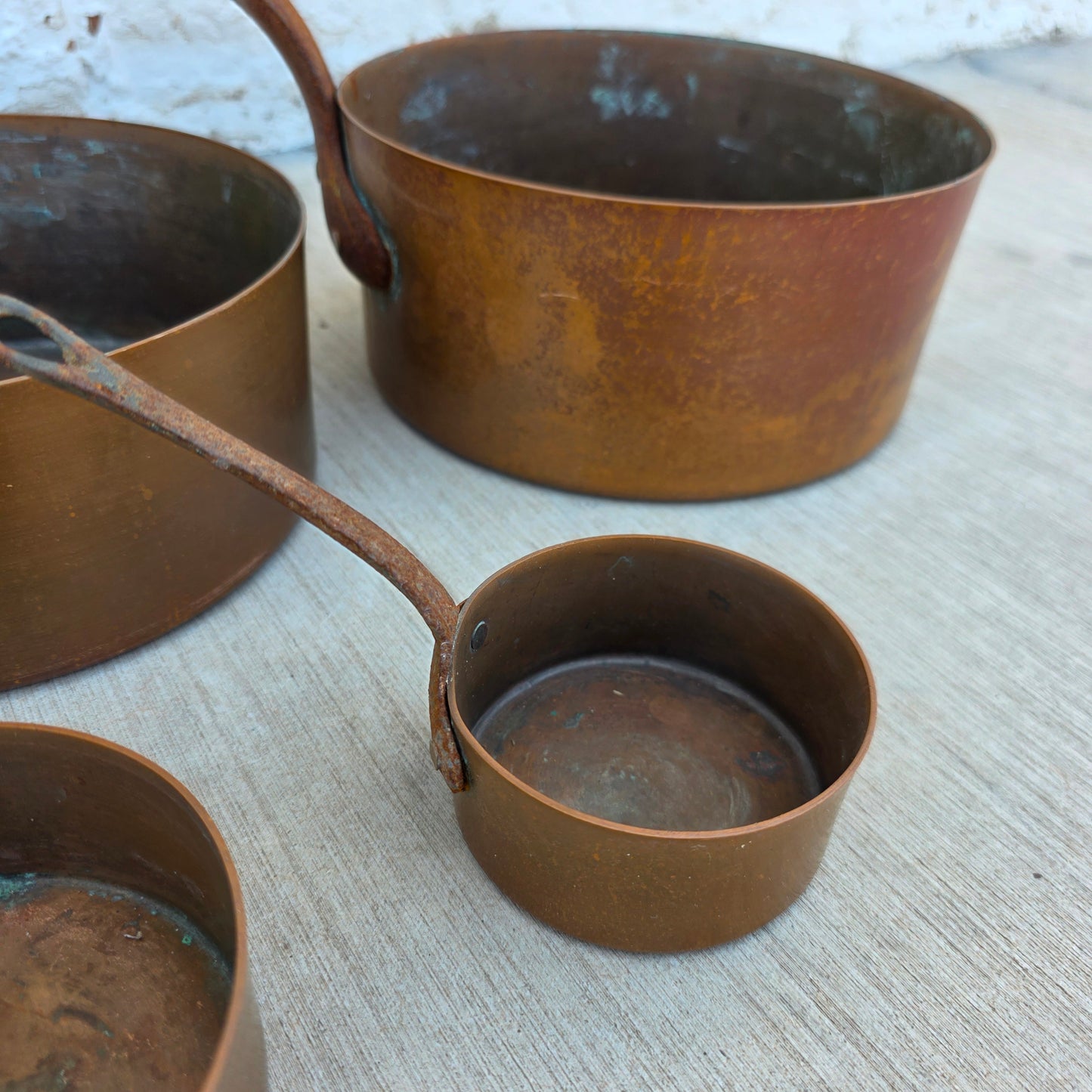 Set of 7 Graduating French Copper Pots