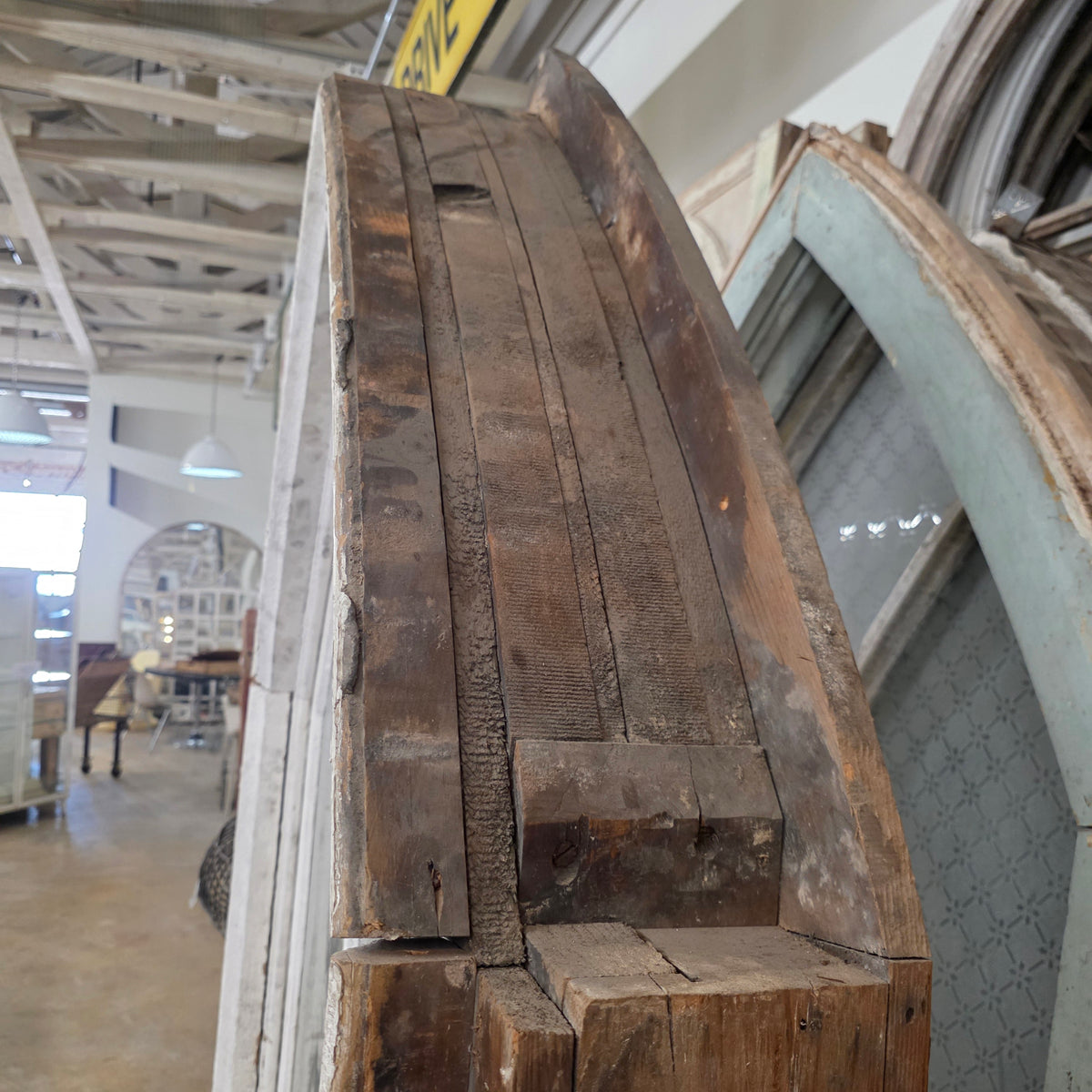 Arched 5 Pane Gothic Style White Wood Church Window