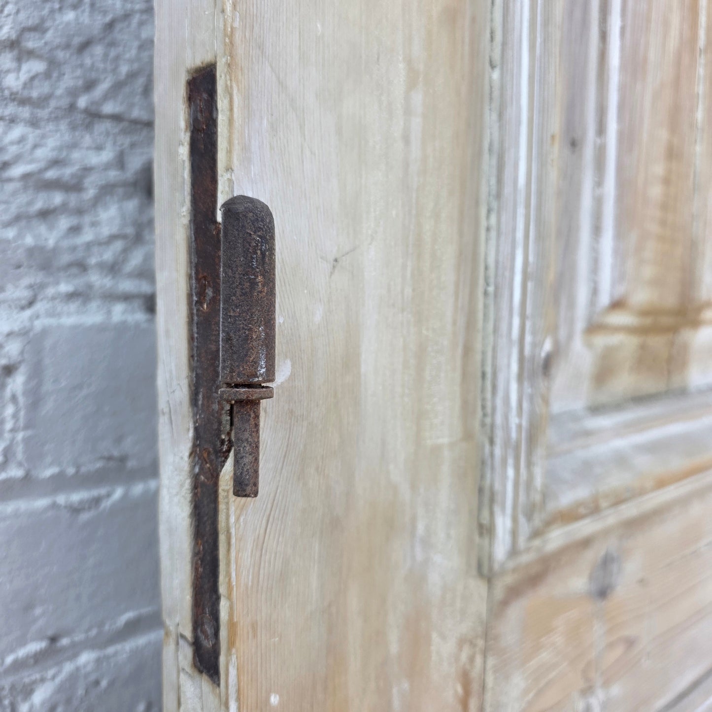 Pair of Washed Antique Wood 3-Panel Doors