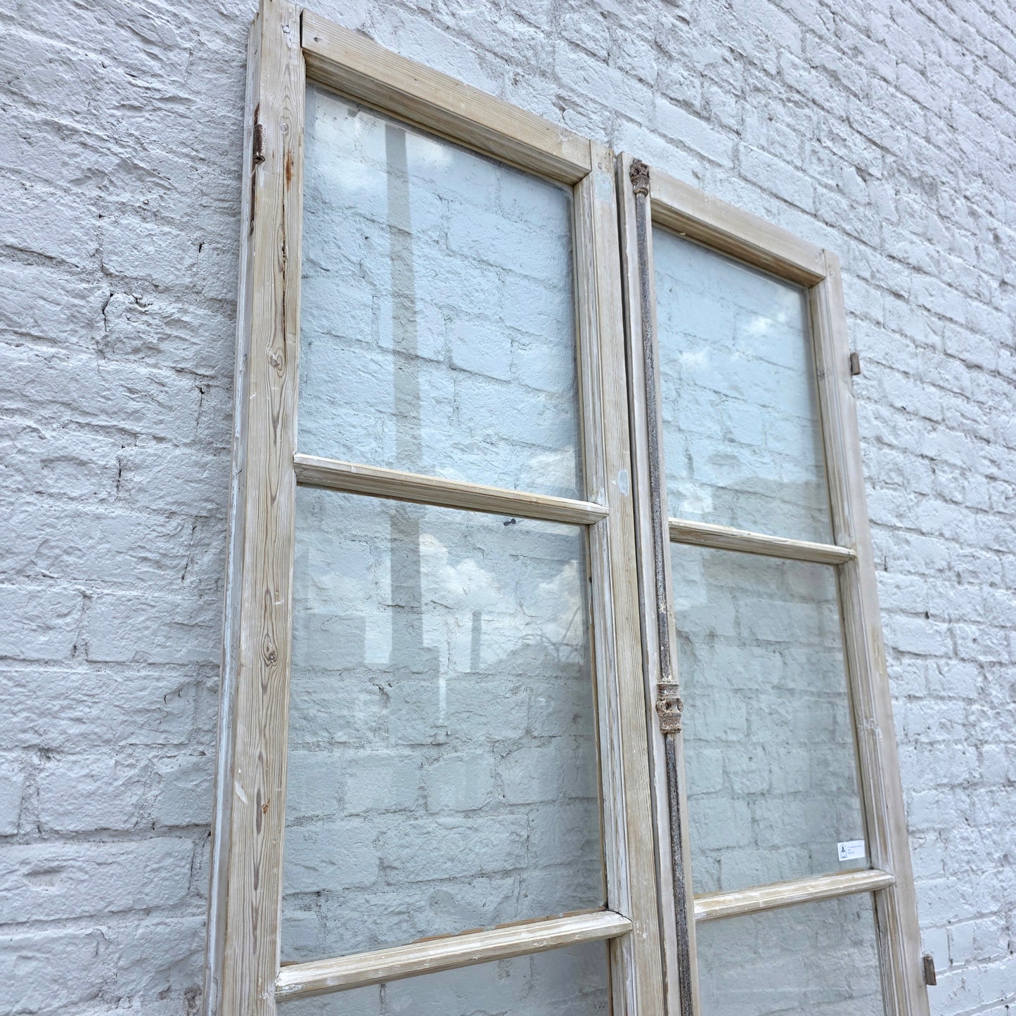 Pair of Washed Wood French Doors w/6 Lites