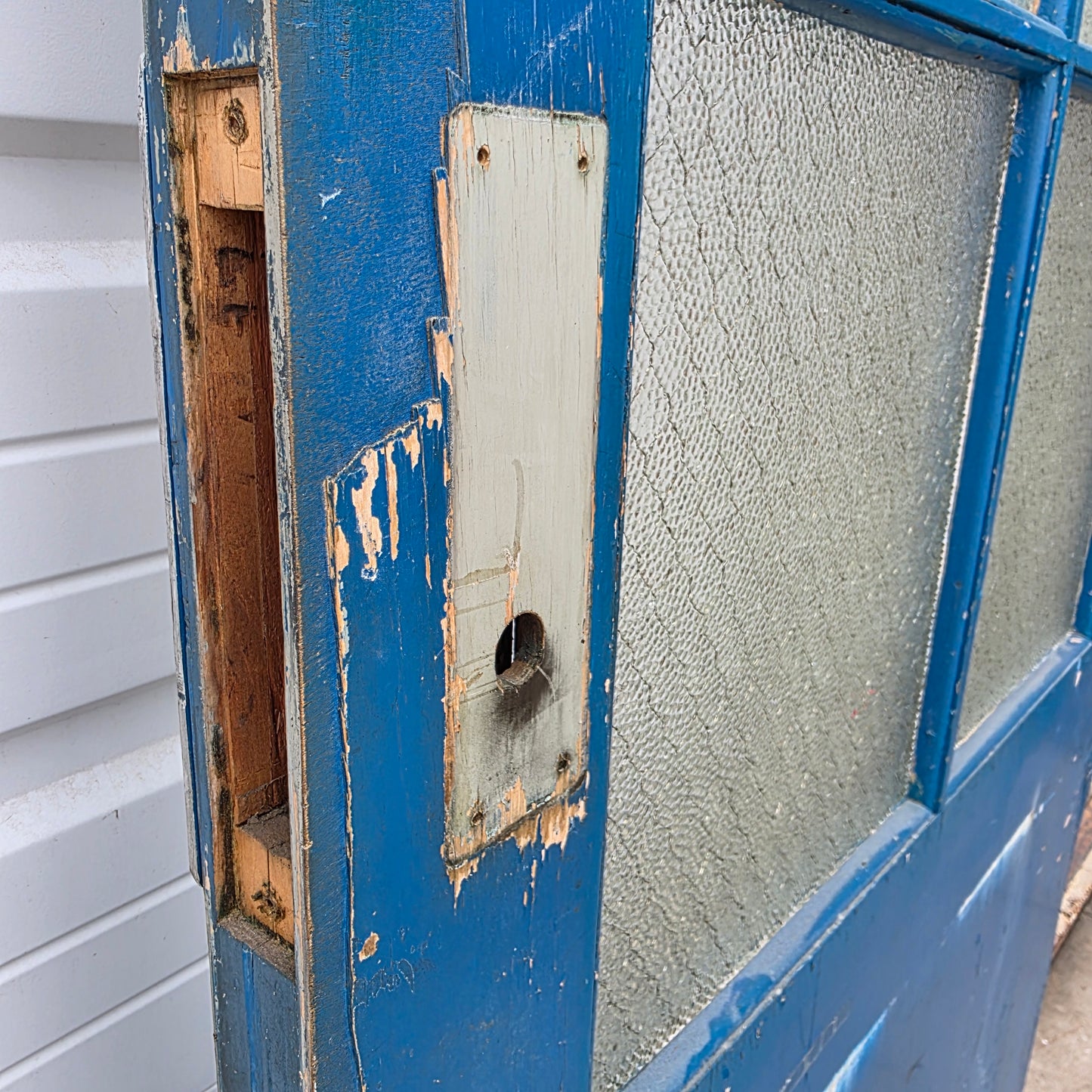 Vintage Wooden Door with Chicken Wire Glass