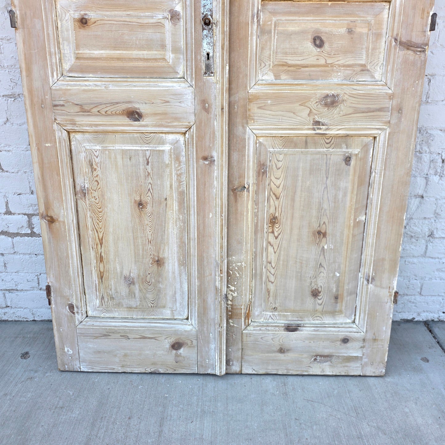 Pair of Washed Antique Wood Doors w/ 10 Lites