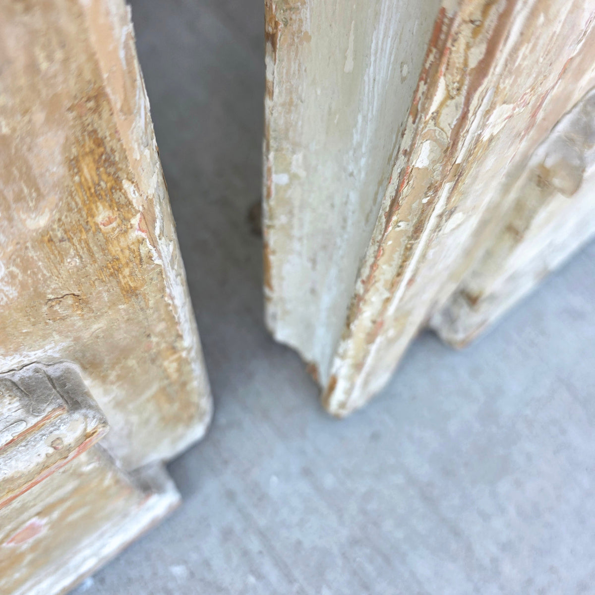 Pair of 2 Panel 7 Lite Washed Wood French Antique Doors