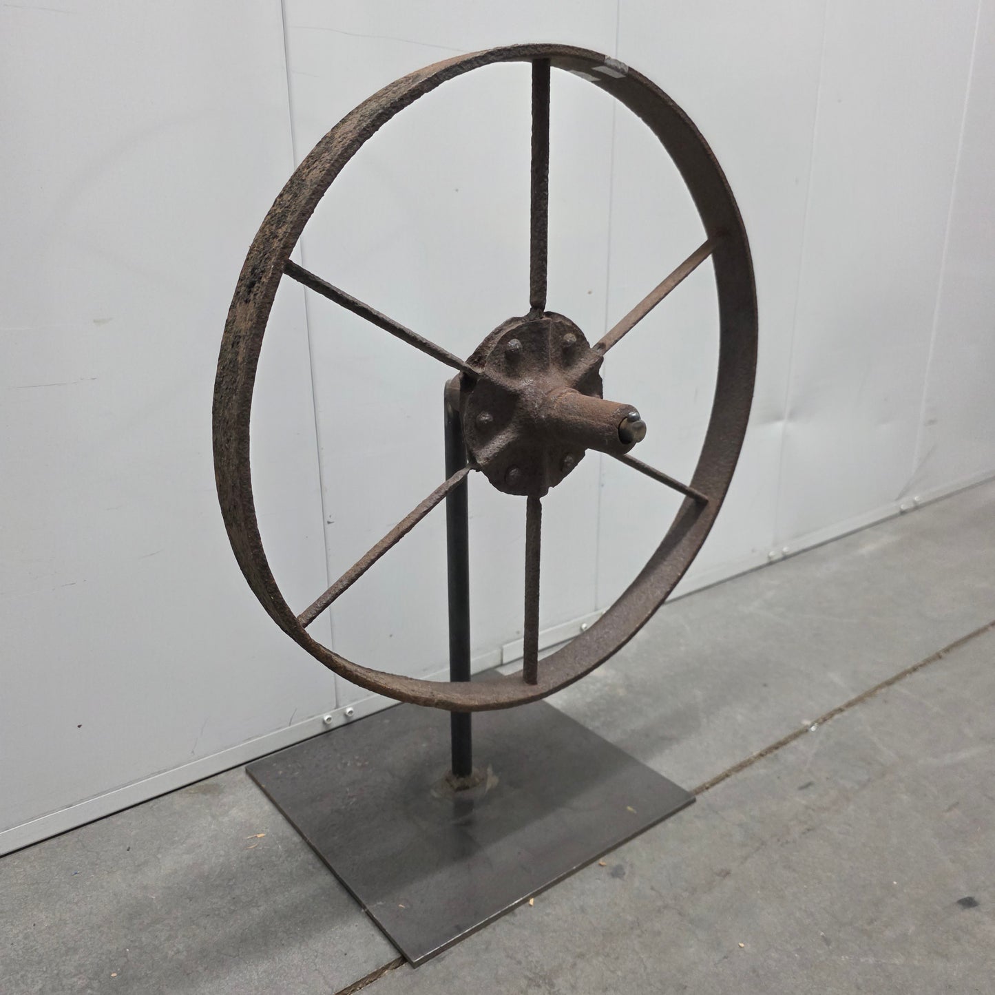 Industrial Iron Wheel on Stand