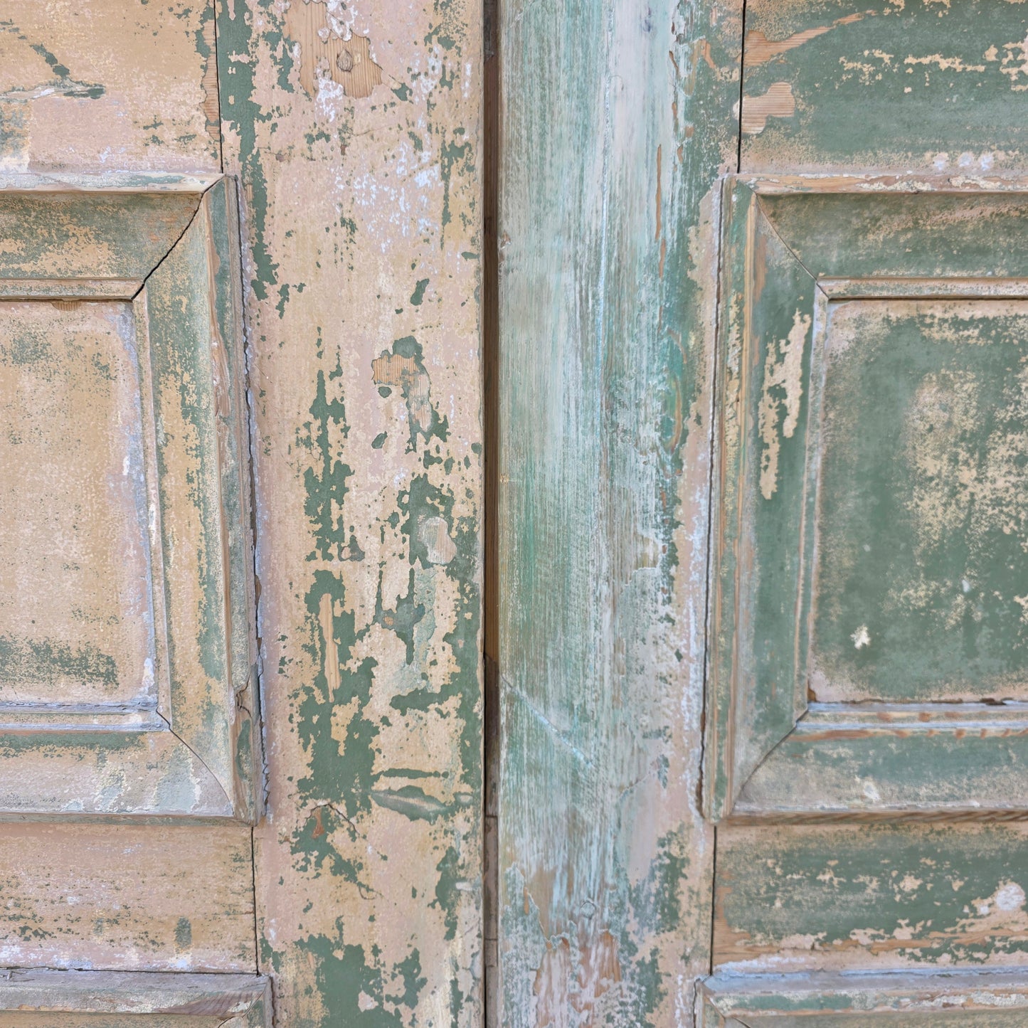 Pair of Painted Wood Antique 4-Panel Doors