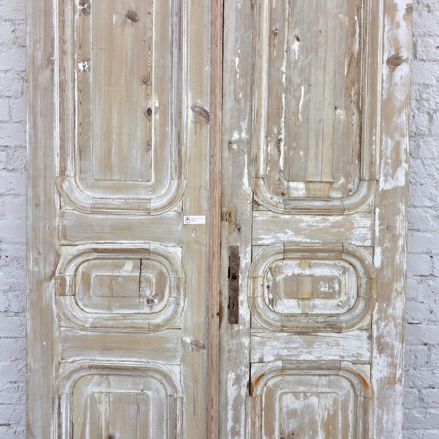 Pair of Antique Solid Wood 3 Curved Panel French Doors