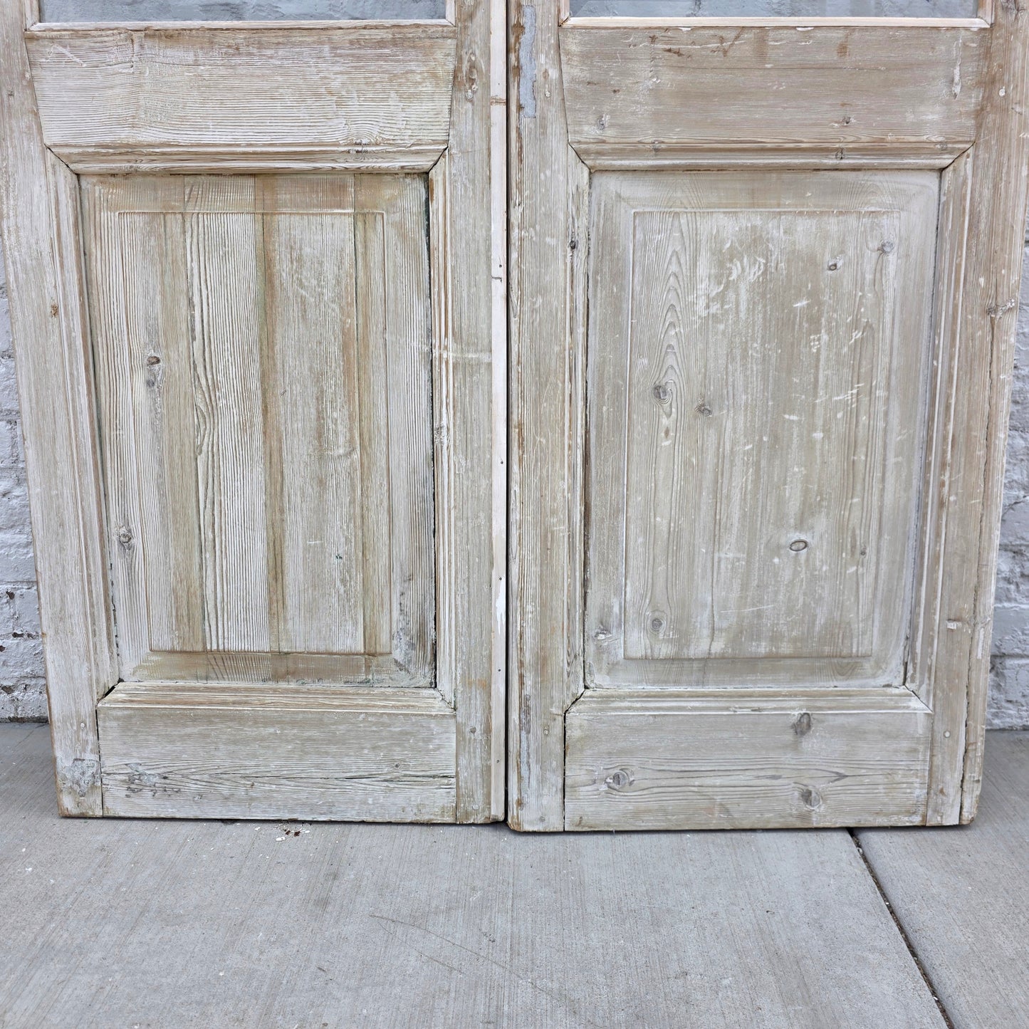 Pair of Washed Wood French Doors w/6 Lites