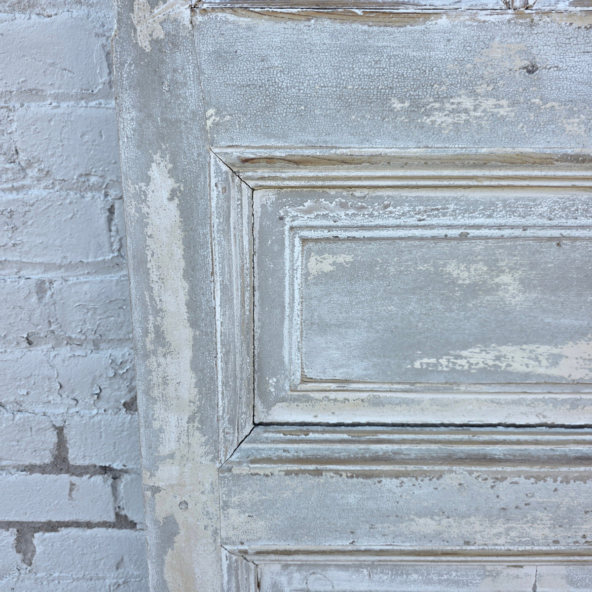 Pair of 2 Panel 5 Lite Washed Wood French Antique Doors