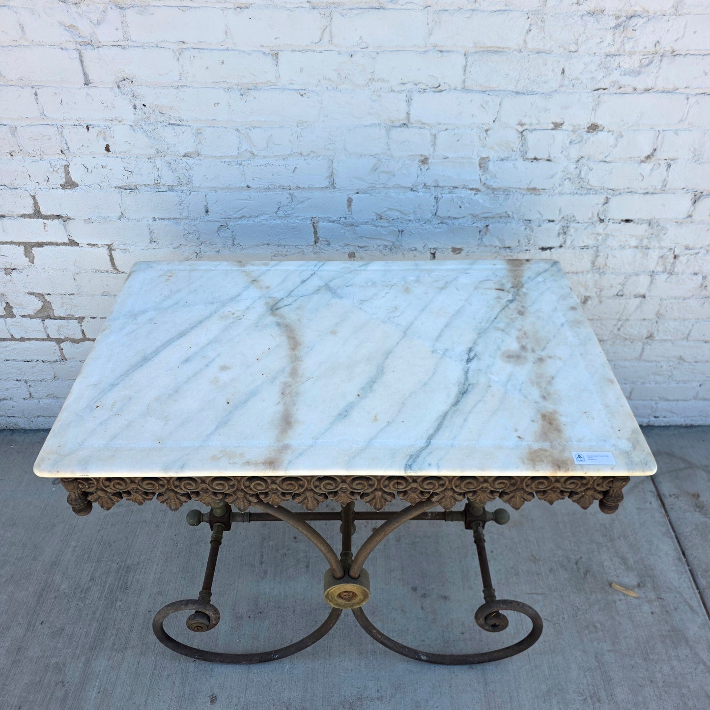 Antique French Marble Top Pastry Table