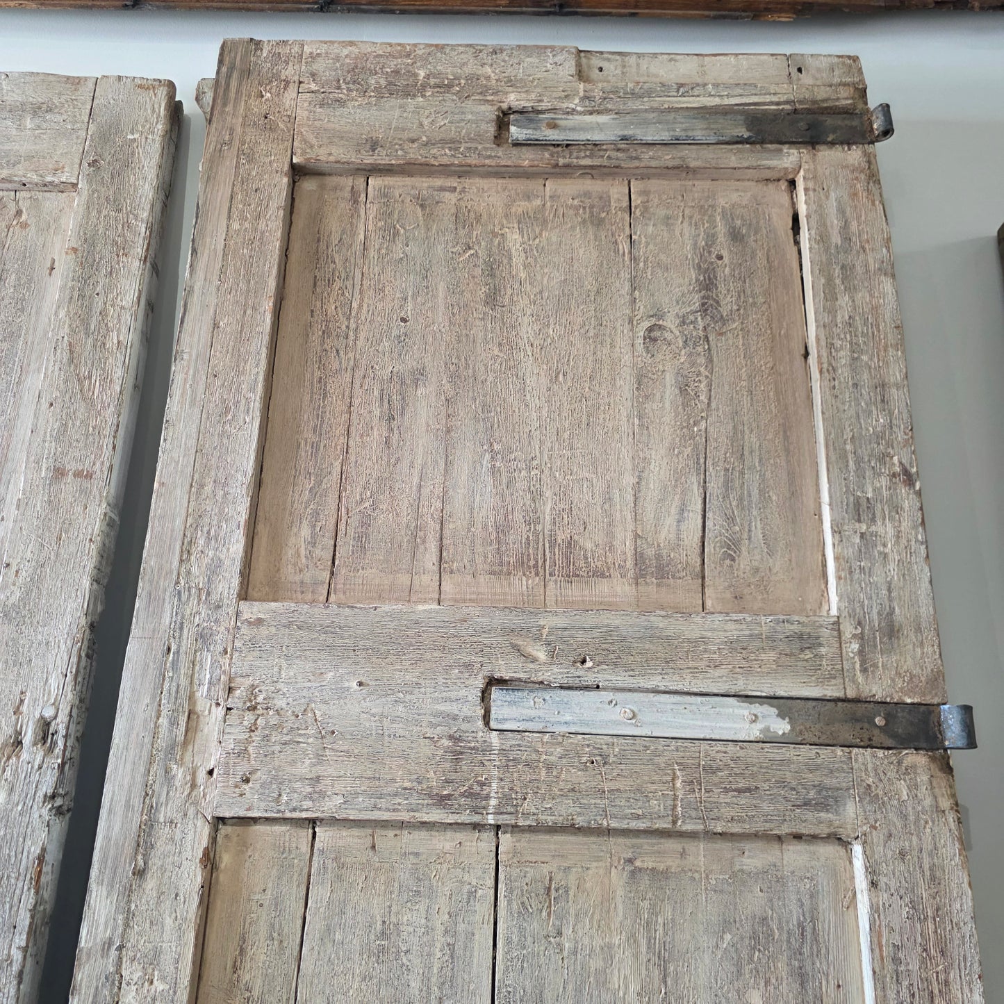 Pair of Antique Diamond Panel Carved Doors w/3 Panels