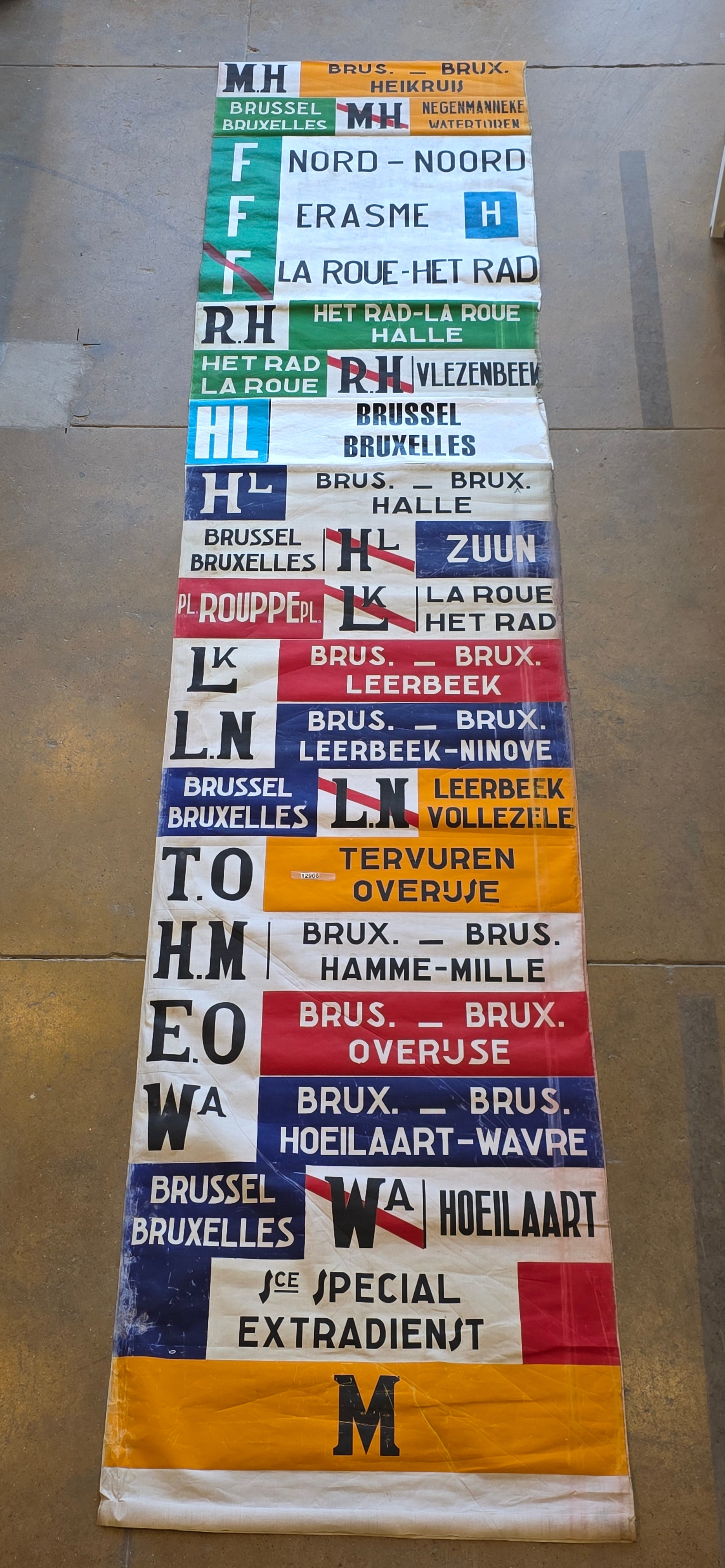 ヴィンテージバスロールサイン本物　オランダ Vintage Dutch Bus Roll Sign – Antiquities Warehouse