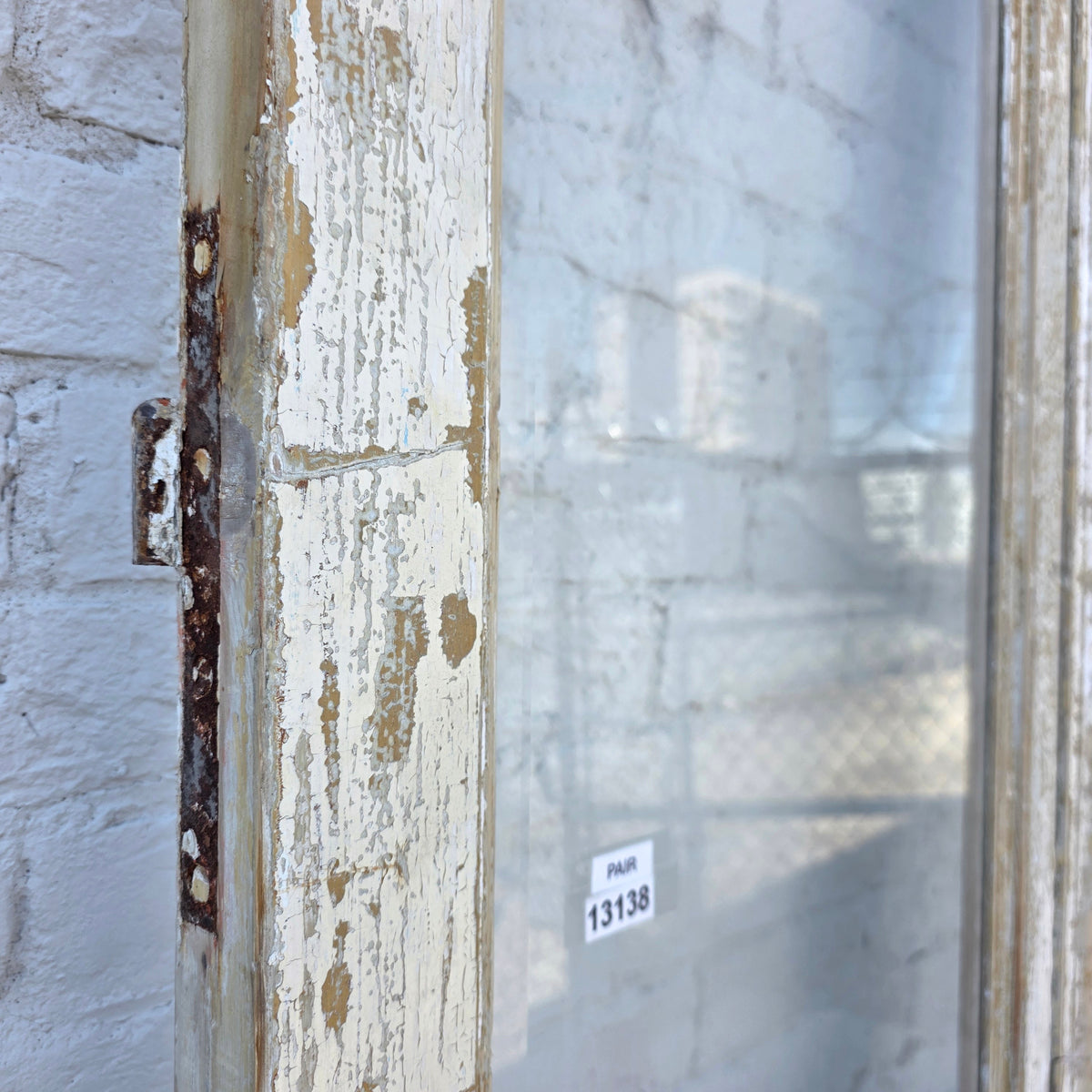 Pair of Washed Wood Single Lite Antique Doors