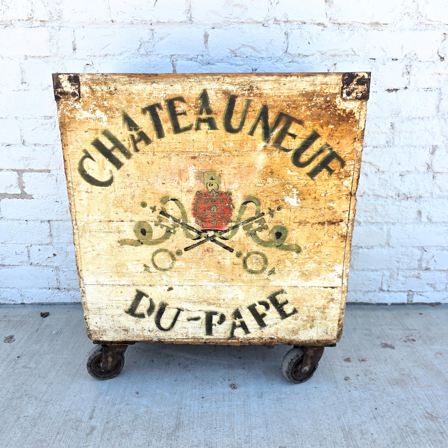 French Painted Chateauneuf Du-Pape Vineyard Cart