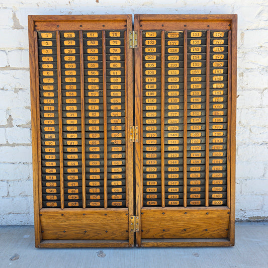 Antique Oak Time Card Rack