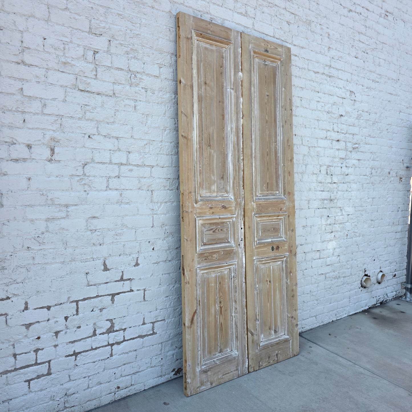 Pair of Washed Antique Wood Panel Doors