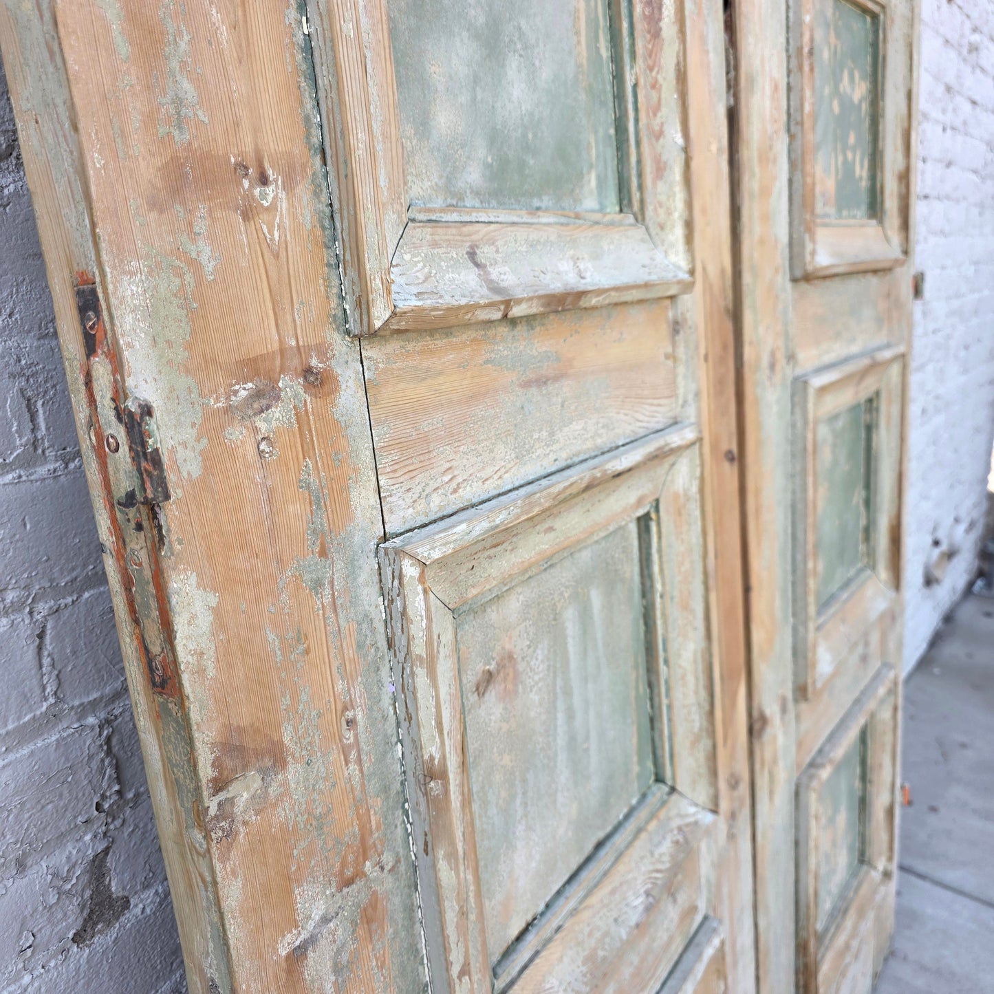 Pair of Painted Wood Antique 4-Panel Doors