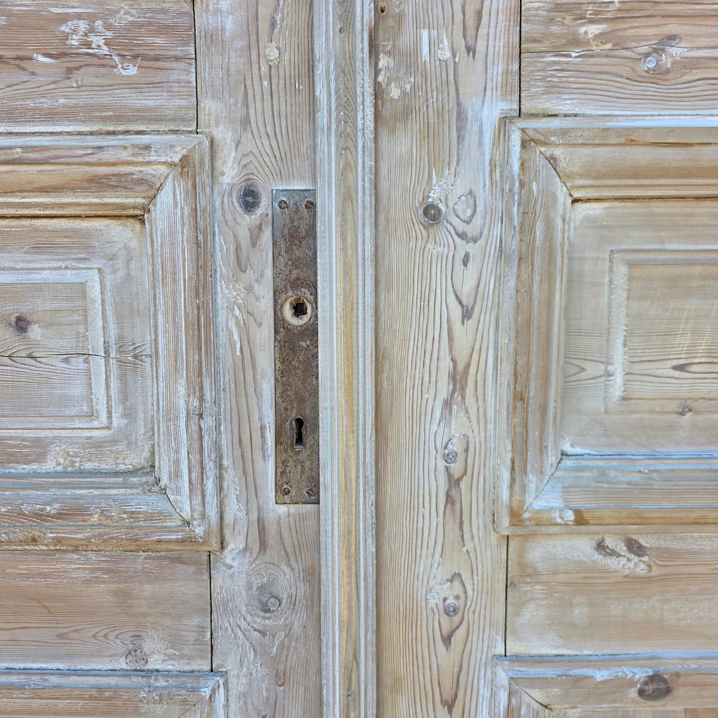 Pair of Washed Antique Wood Doors w/4 Panels