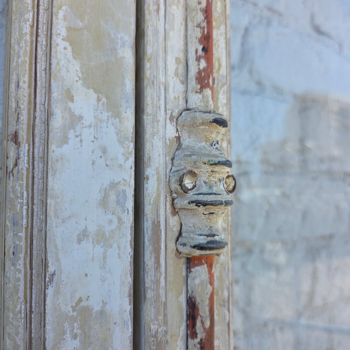 Pair of Painted Antique 6 Lite French Doors