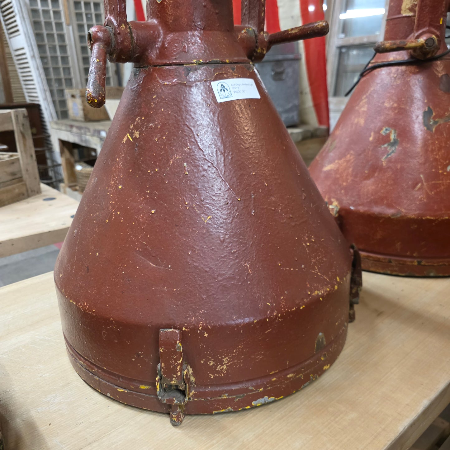 Industrial Red Ship's Pendant Light