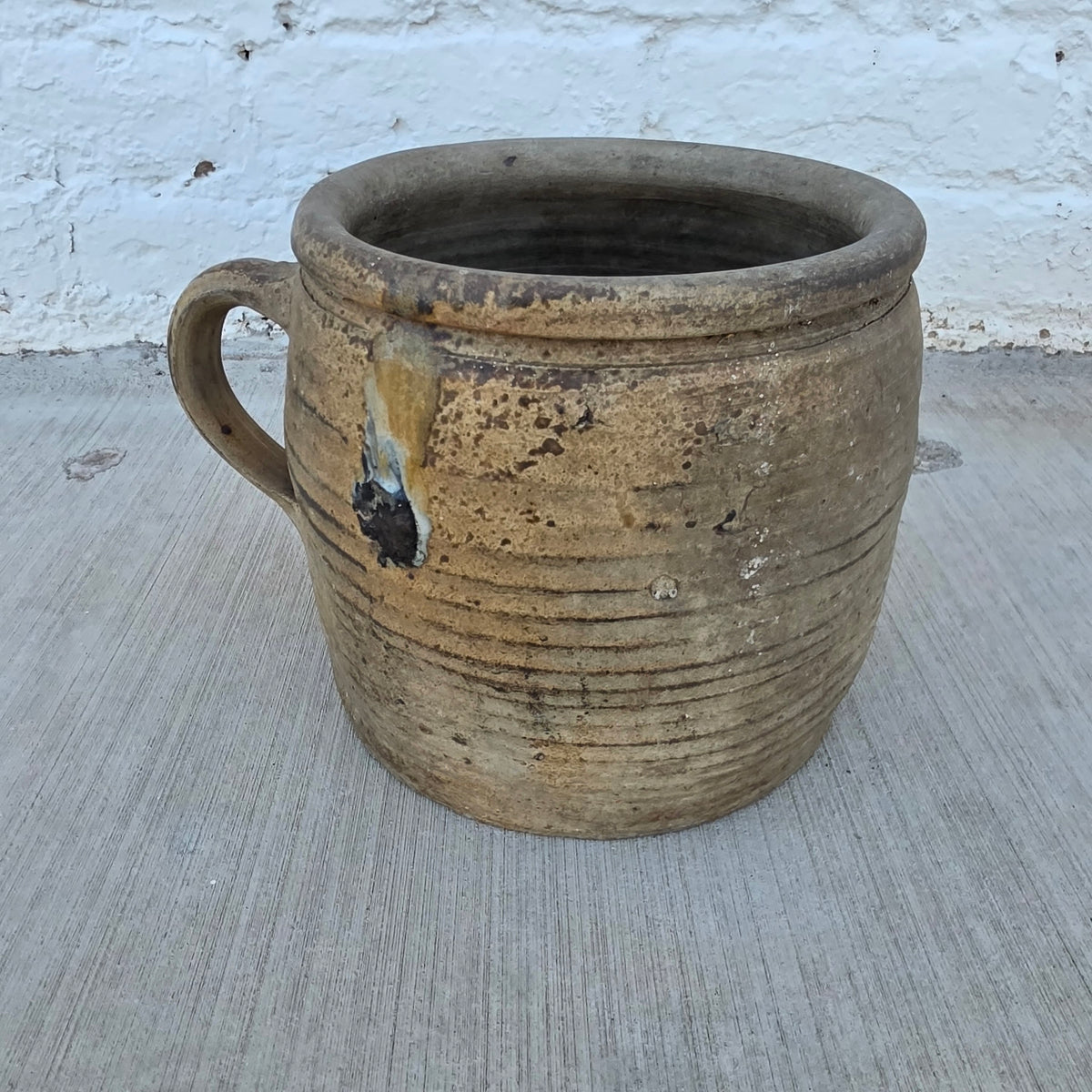 Antique French Stoneware Pot (L)