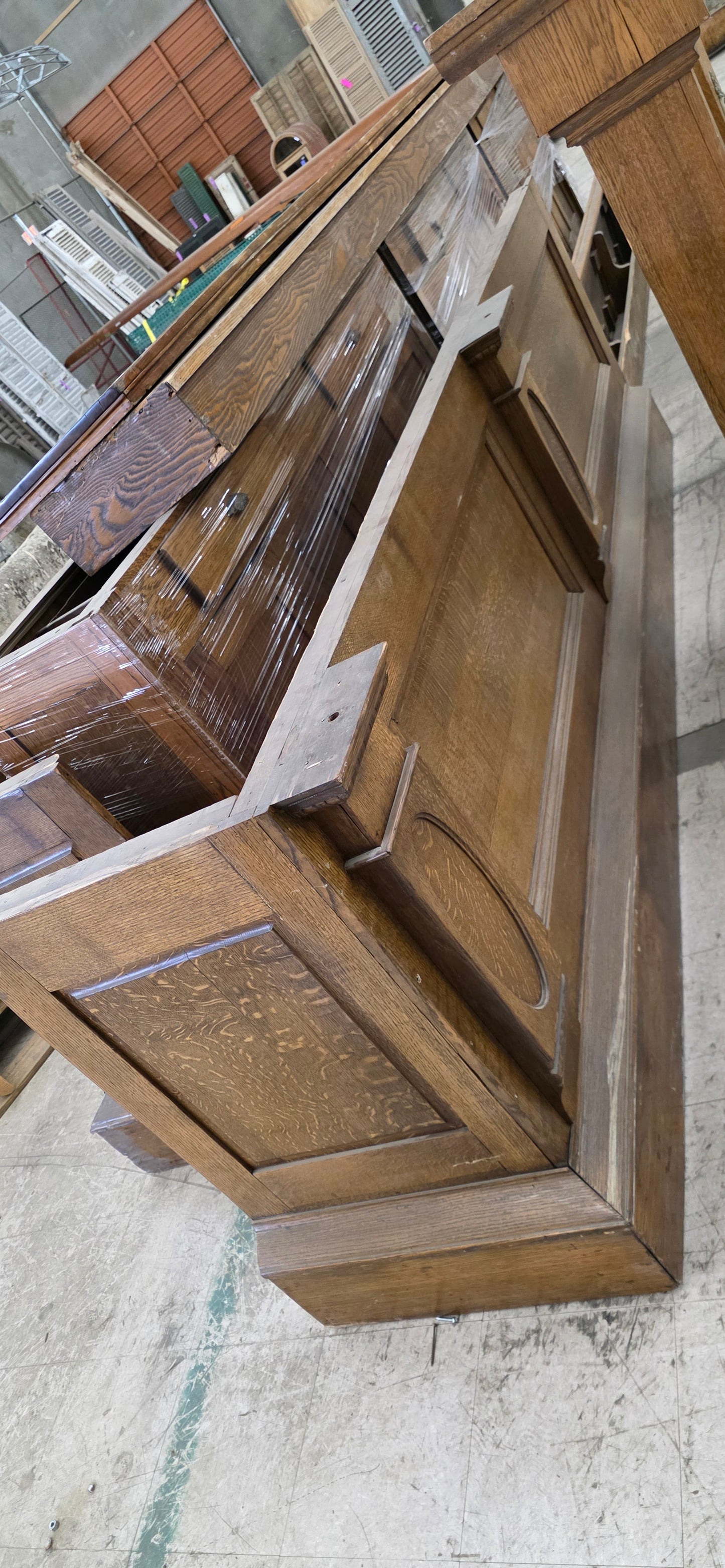 Antique Speakeasy Oak Bar and Backbar Cabinet