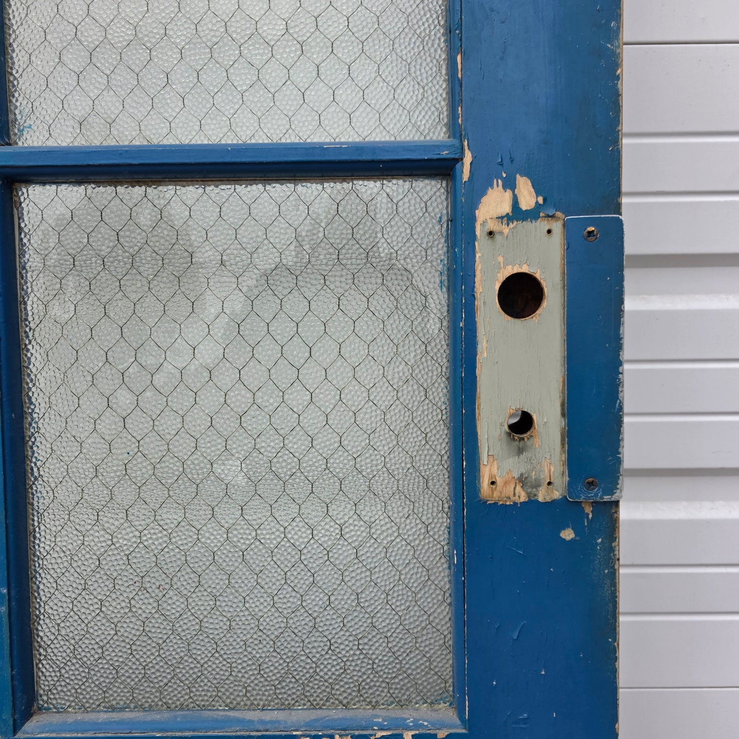 Vintage Wooden Door with Chicken Wire Glass