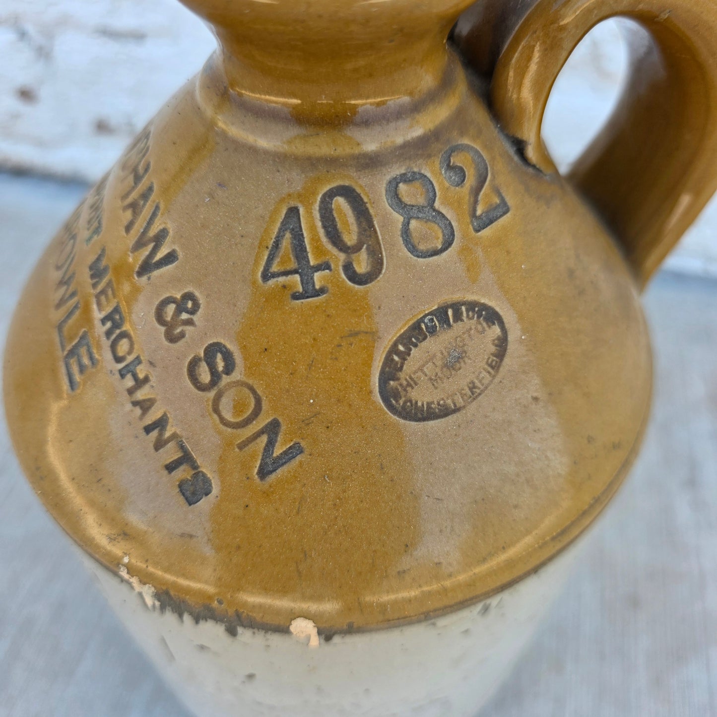 English Wine & Spirits Pottery Jug