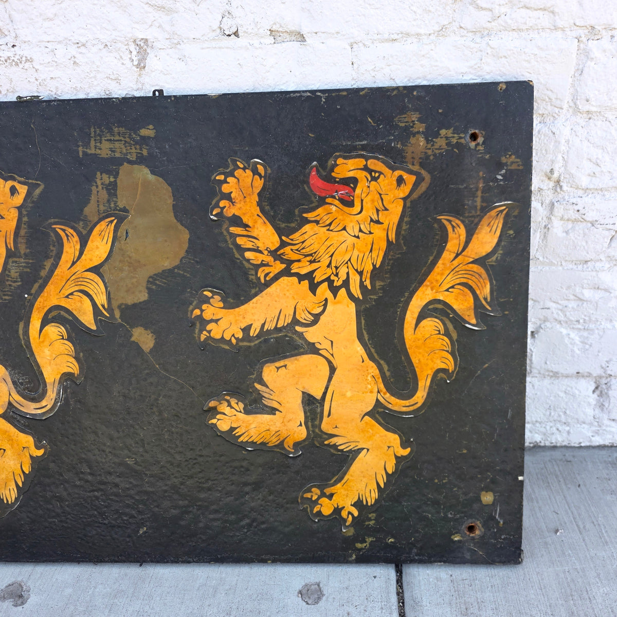 Pair of English Heraldic Lion Signs