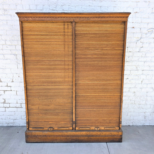 Antique Oak Tambour Filing Cabinet