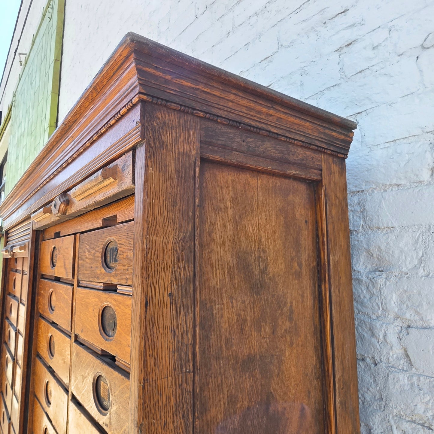 Antique Oak Tambour Filing Cabinet