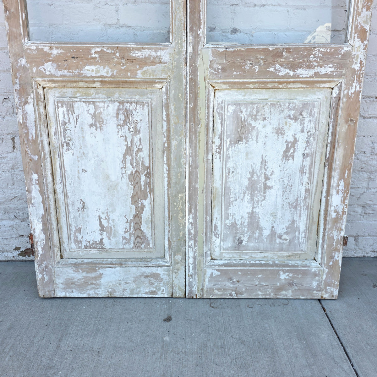 Pair of 2 Lite Painted Wood Antique Doors