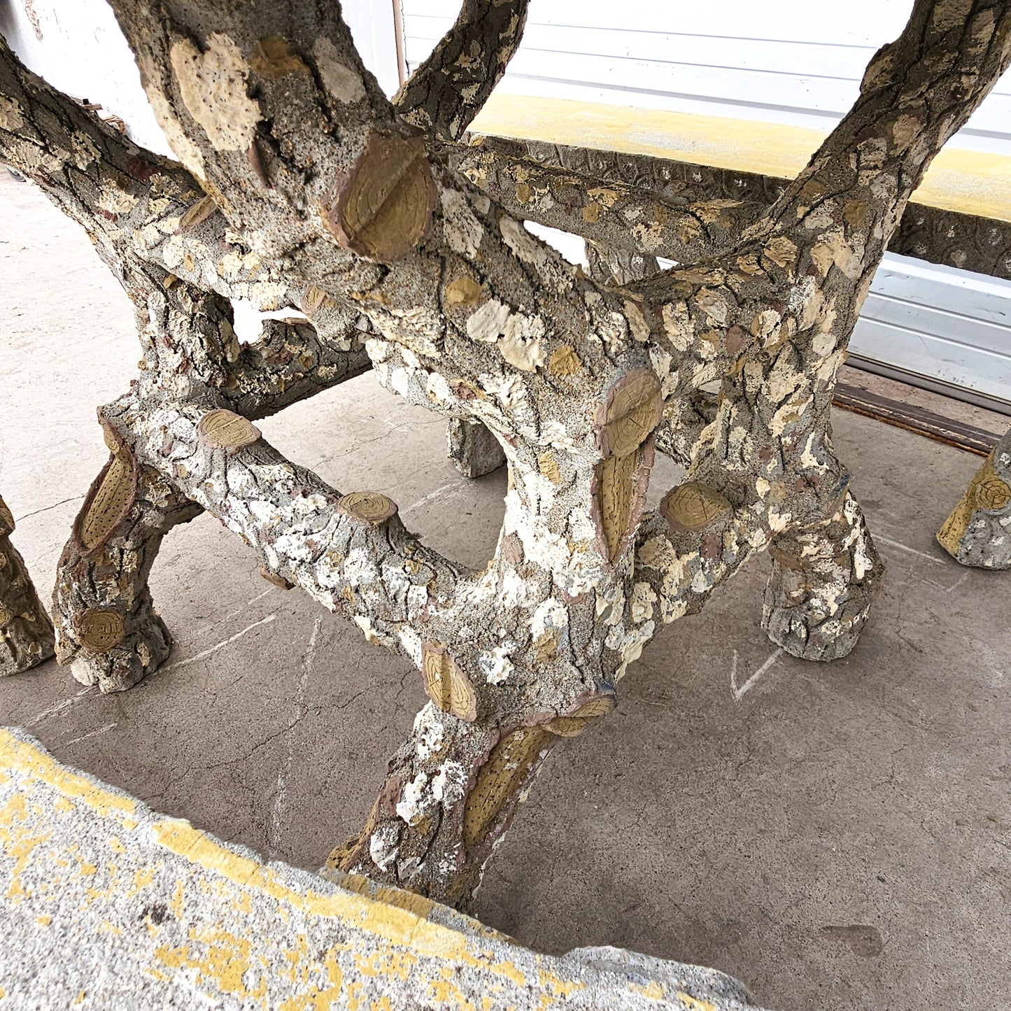 Faux Bois Table and 2 Benches