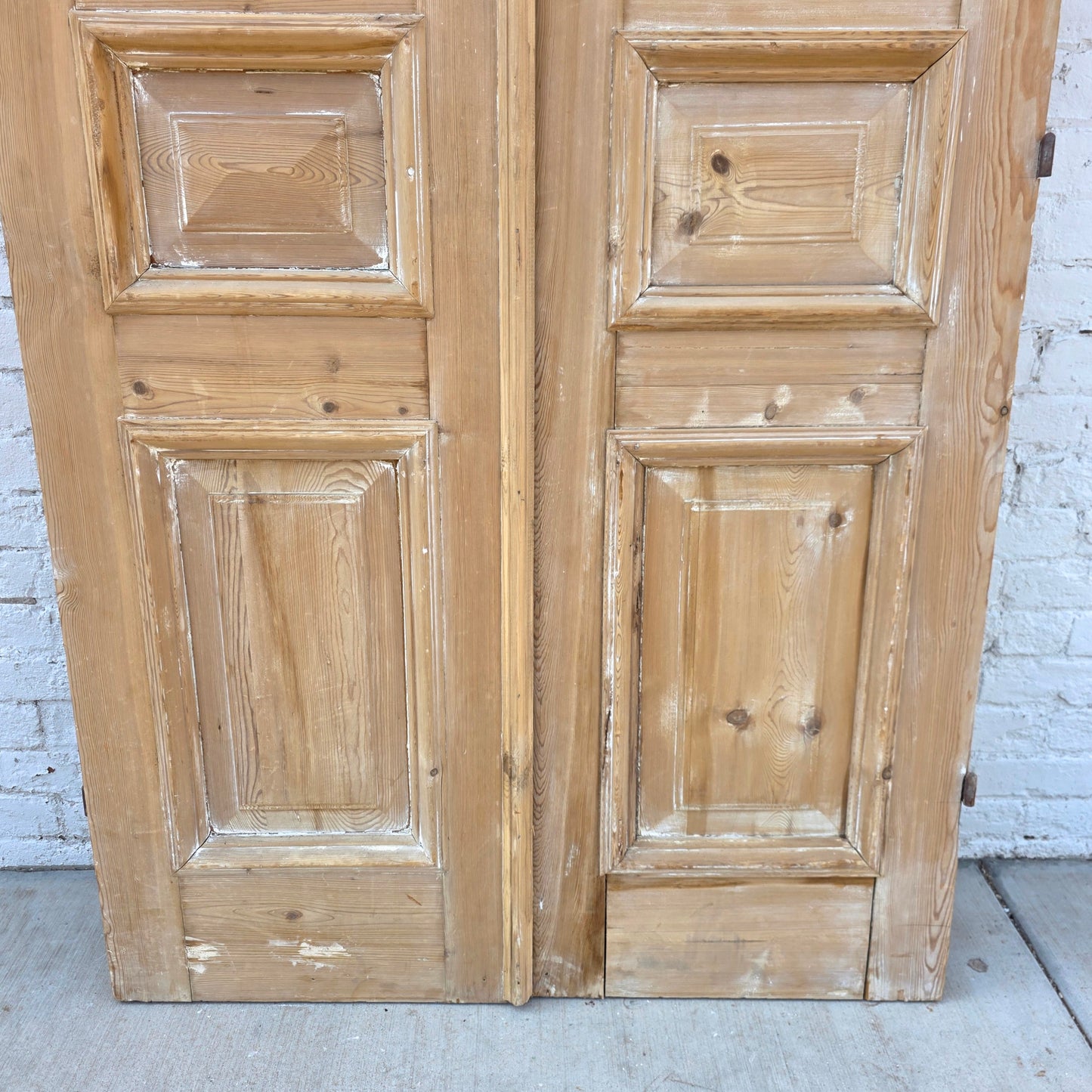Pair of Washed Antique Wood 3-Panel Doors