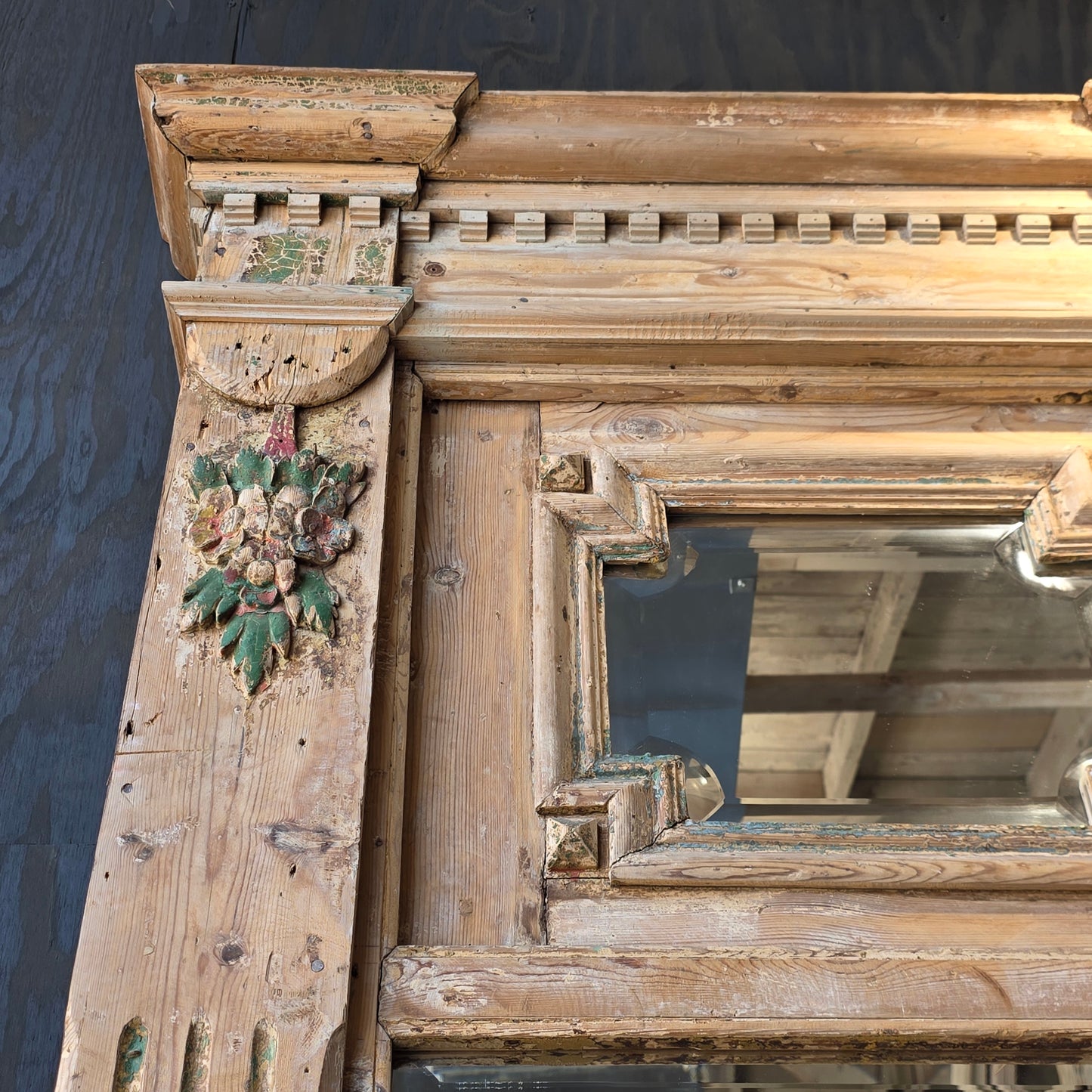 Large Carved Rectangle Wood Mirror