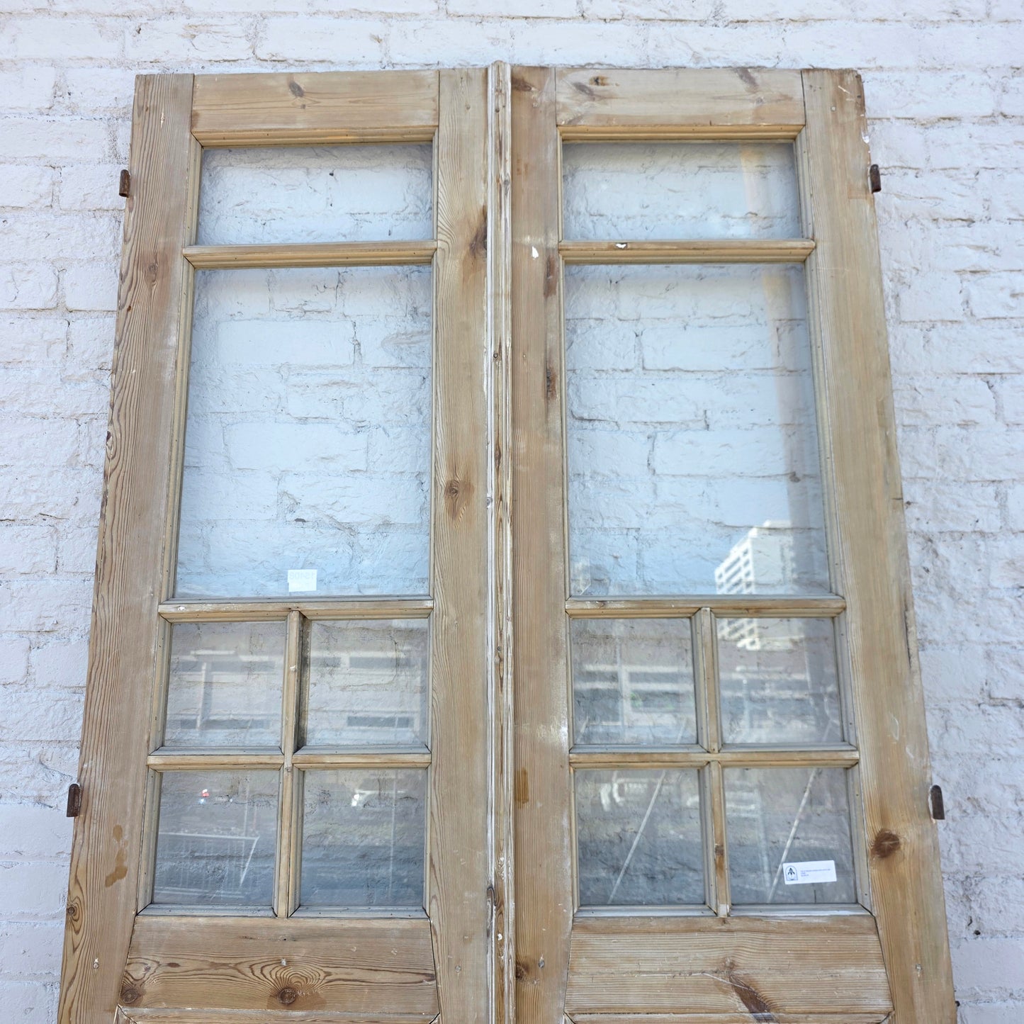 Pair of Washed Antique Doors w/ 6 Lites