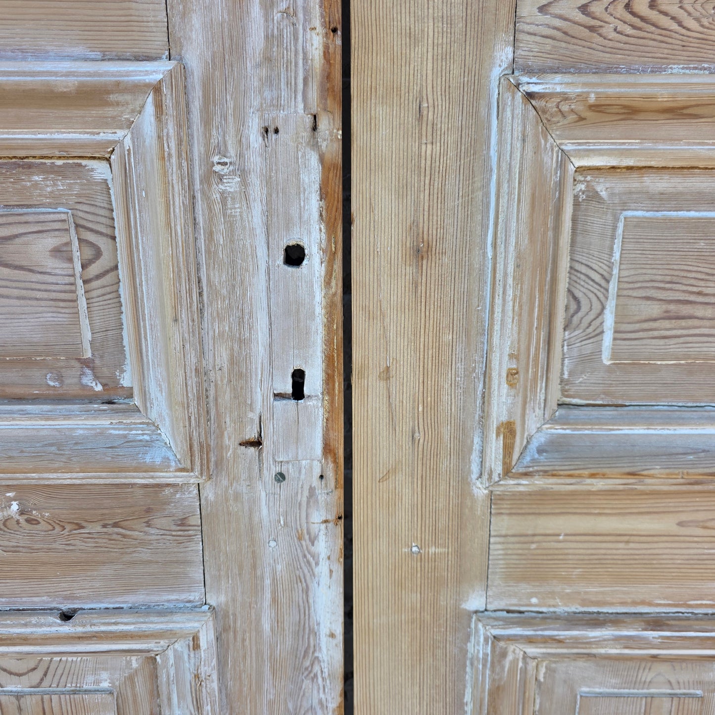 Pair of Washed Antique Wood Panel Doors
