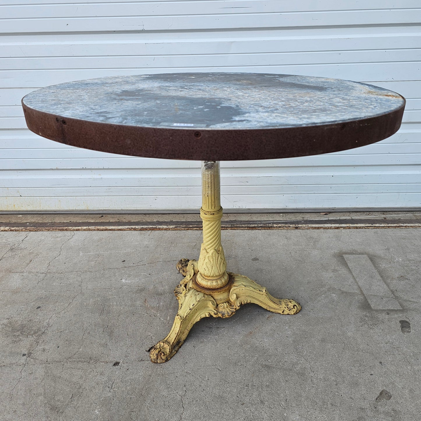 Zinc Top Table with Cast Iron Base