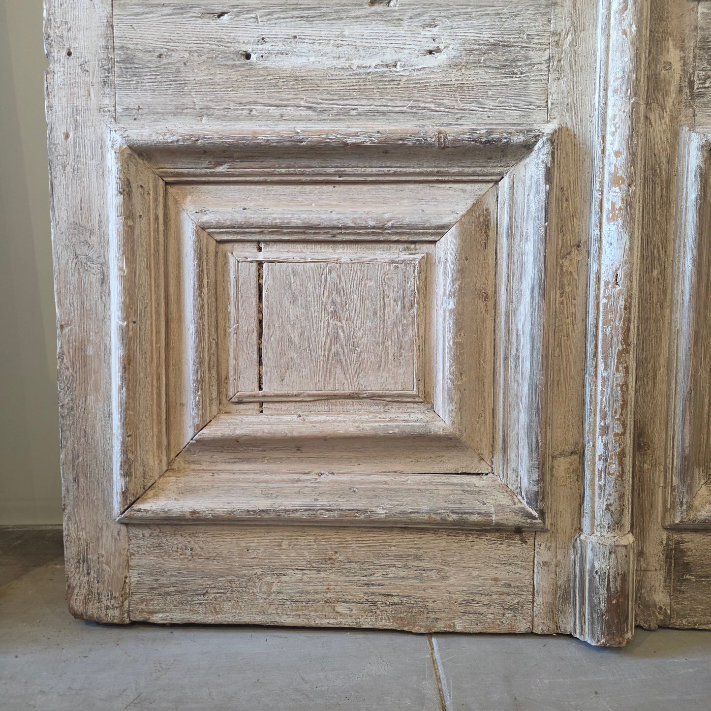 Pair of Antique Diamond Panel Carved Doors w/3 Panels