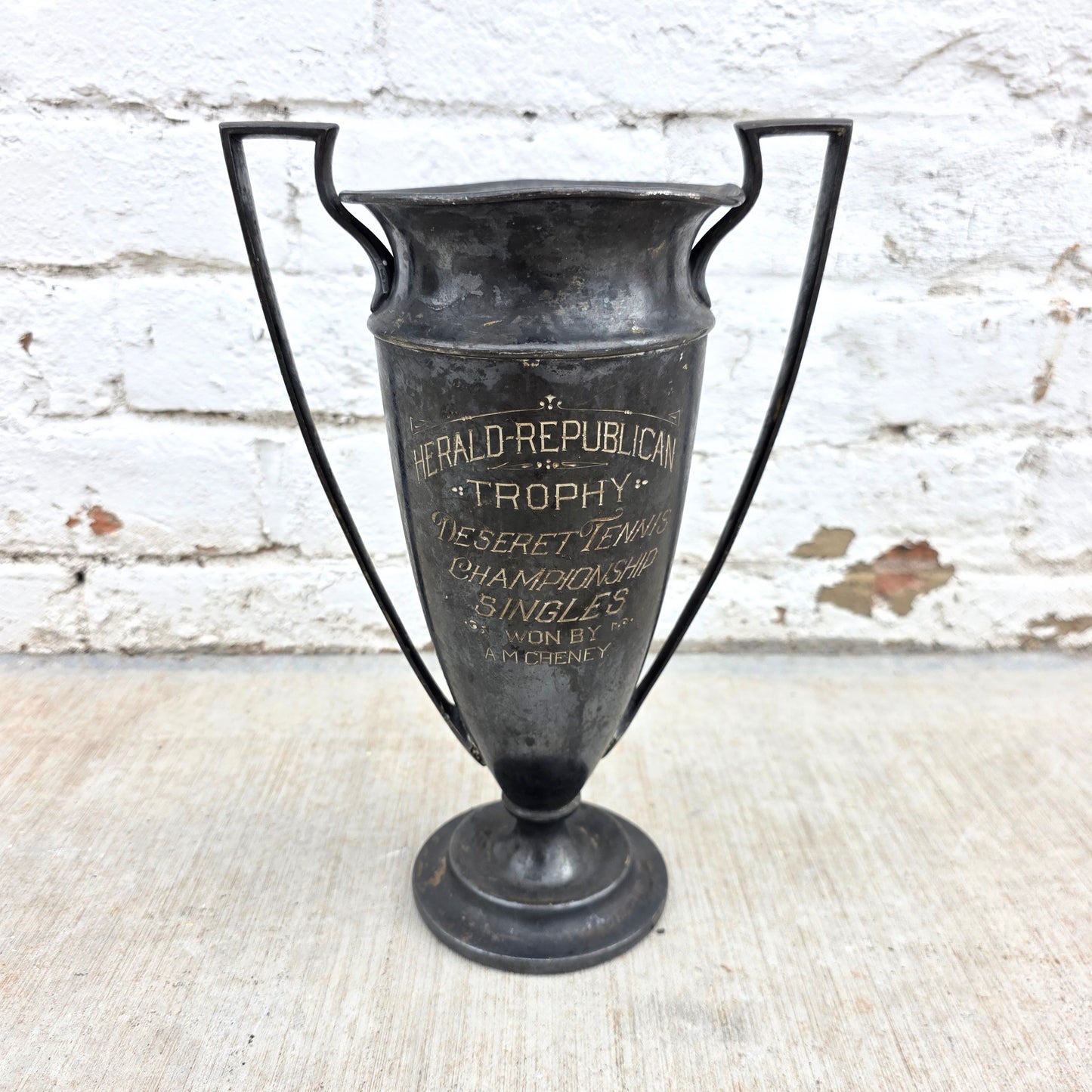 Antique Trophy - "Herald-Republican Deseret Tennis Championship Singles"