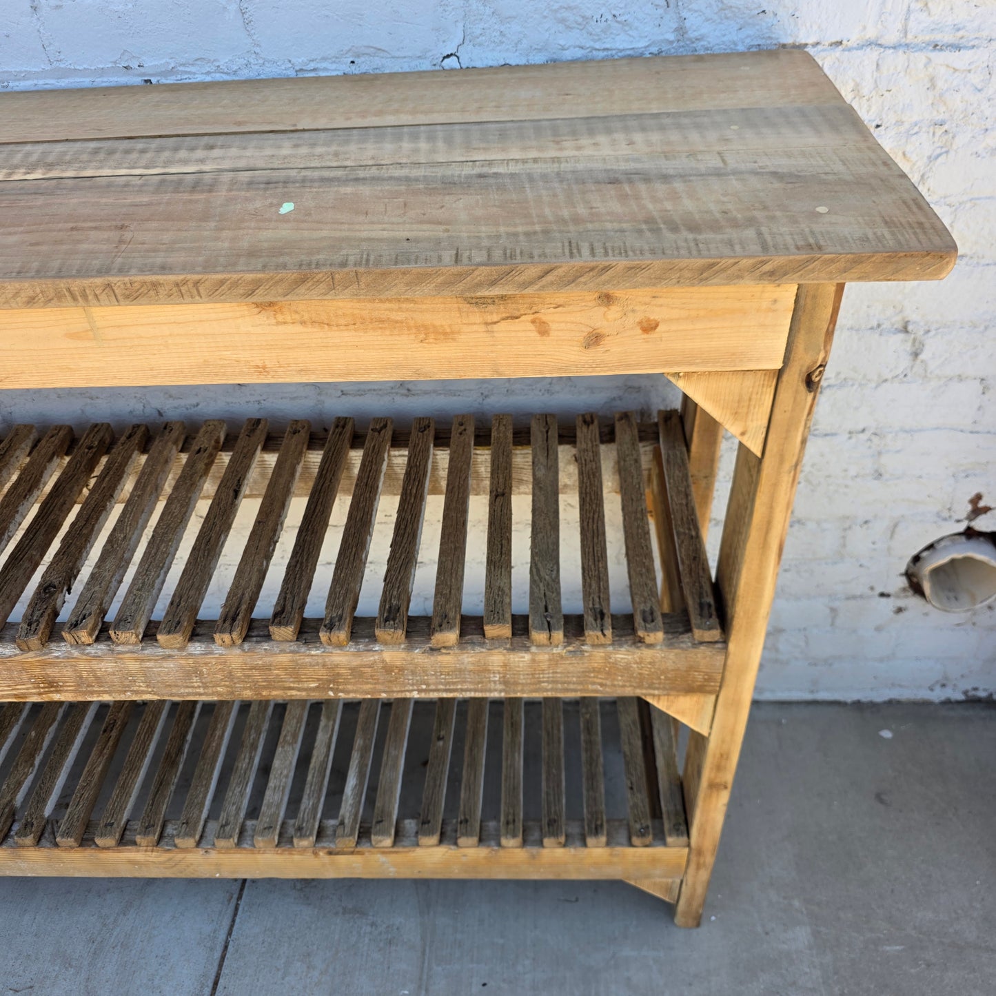 Wood Slatted French Florist Potting Shelf