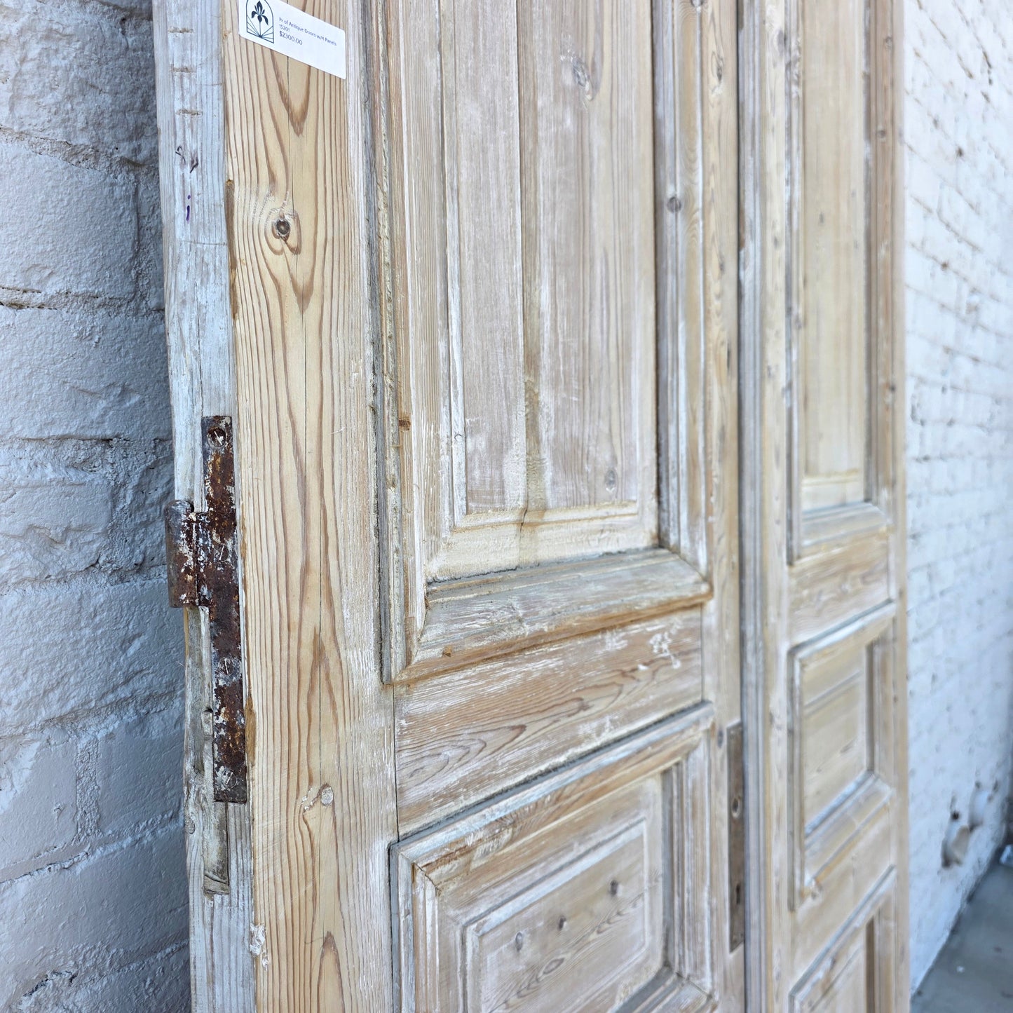 Pair of Washed Antique Wood Doors w/4 Panels
