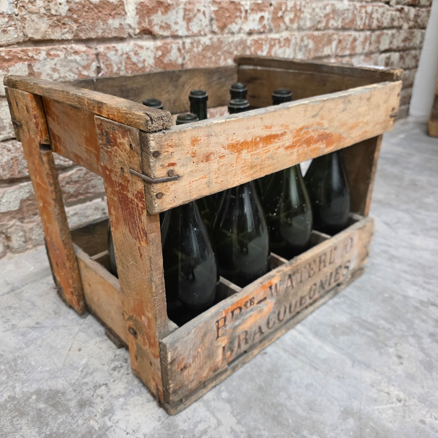 Wine Bottles in Crate from Brasserie Waterloo in Bracquegnies, Belgium