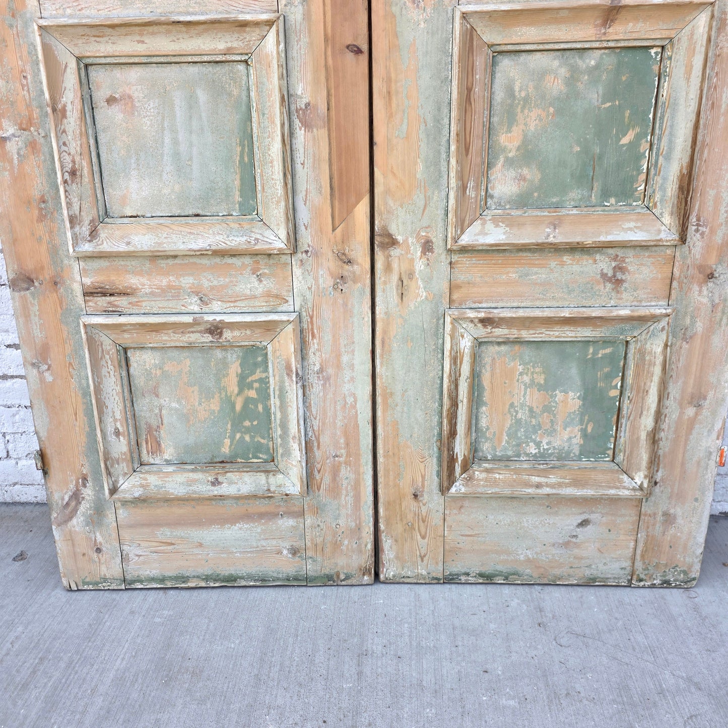 Pair of Painted Wood Antique 4-Panel Doors