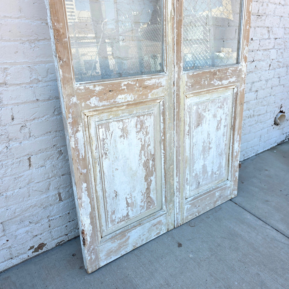 Pair of 2 Lite Painted Wood Antique Doors